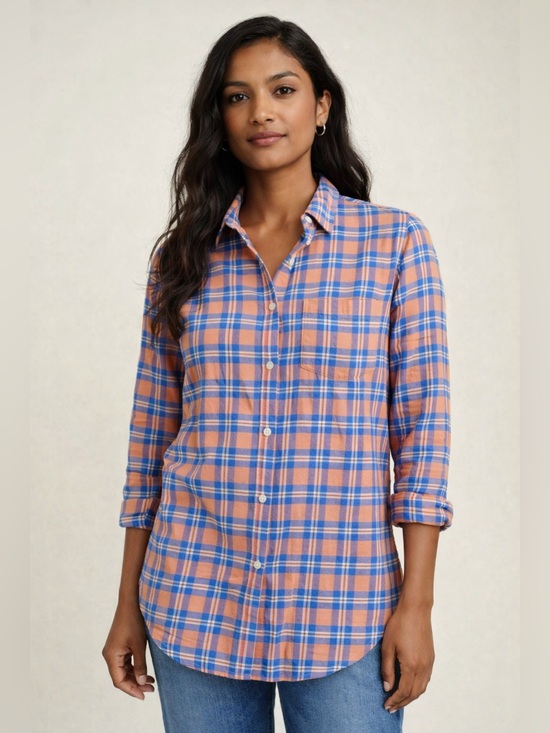 J. Crew Tops - 🌸2/20 J.Crew “The Boy Shirt” Pink Plaid 100% Cotton Preppy Coastal Size 4